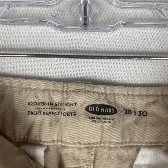 Old Navy Broken In Khaki Pants Mens 28x30 Straight Leg Cotton Rolled Oats Casual - Picture 5 of 15